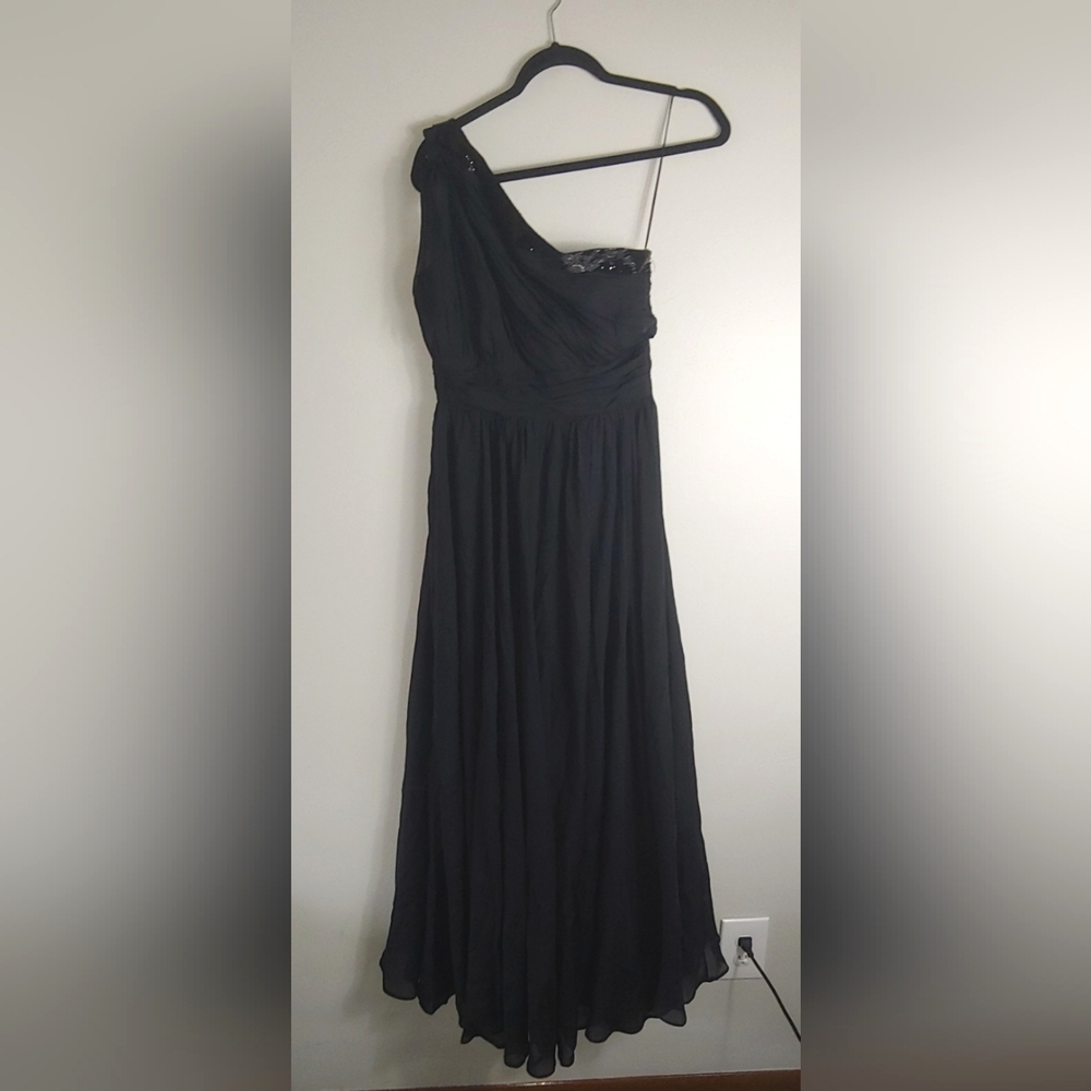 4 Badgley Mischka Silk Beaded Grecian One Shoulder Gown